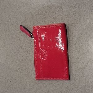Coach red patent leather card case/mini wallet